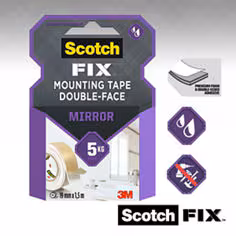 3M 4496W-1915-P Mirror Double-Sided Mounting Tape,19mm x 1,5m
